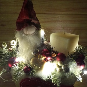 Manós karácsonyi asztaldísz fényfüzérrel - karácsony - karácsonyi lakásdekoráció - Meska.hu