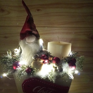 Manós karácsonyi asztaldísz fényfüzérrel - karácsony - karácsonyi lakásdekoráció - Meska.hu