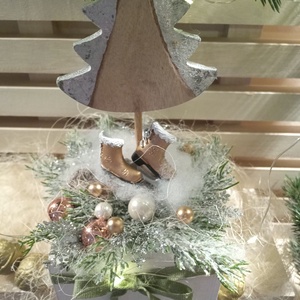 Mini asztaldísz ezüstfenyő - karácsony - karácsonyi lakásdekoráció - karácsonyi lakásdíszek - Meska.hu