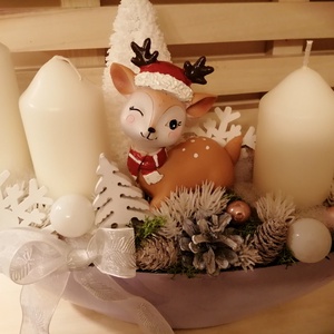 Őzikés adventi asztaldísz  - karácsony - adventi díszek - adventi asztaldísz - Meska.hu