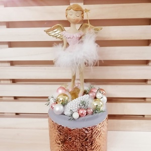 Karácsonyi angyalkás asztaldísz  - Meska.hu