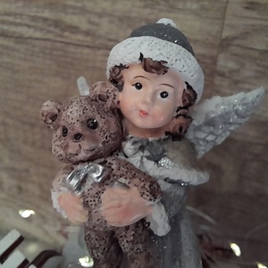 Angyalkás mini asztaldísz kerámia kaspóban  - karácsony - karácsonyi lakásdekoráció - ünnepi asztaldekoráció - Meska.hu