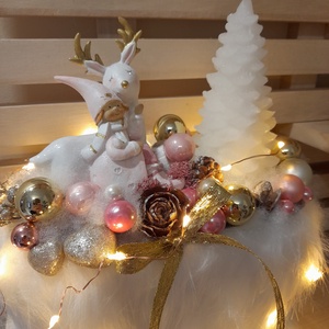 Kislány szarvassal  karácsonyi asztaldísz - karácsony - karácsonyi lakásdekoráció - ünnepi asztaldekoráció - Meska.hu