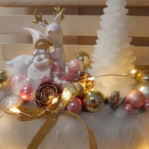 Kislány szarvassal  karácsonyi asztaldísz - karácsony - karácsonyi lakásdekoráció - ünnepi asztaldekoráció - Meska.hu