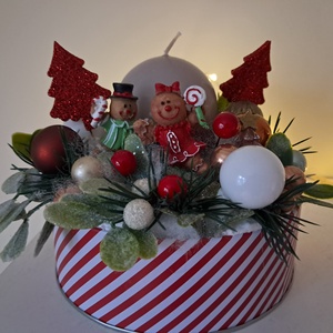 Mézeskalács figurás karácsonyi asztaldísz  - karácsony - adventi díszek - adventi asztaldísz - Meska.hu