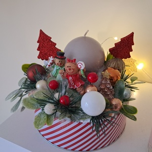 Mézeskalács figurás karácsonyi asztaldísz  - karácsony - adventi díszek - adventi asztaldísz - Meska.hu