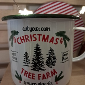 Karácsonyi bádogbögre - karácsony - karácsonyi lakásdekoráció - karácsonyfa szoknya, karácsonyfa alátét - Meska.hu