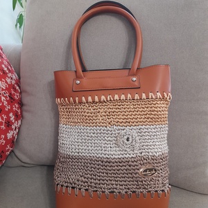 Csíkos útitáska., Táska & Tok, Kézitáska & válltáska, Nagy pakolós táska, Horgolás, Varrás, MESKA