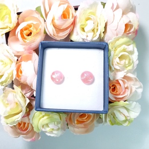 Bársonyos barack pötyi fülbevaló - ékszer - fülbevaló - pötty fülbevaló - Meska.hu