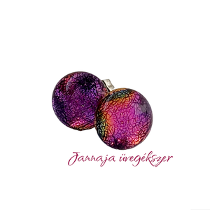 Magenta csillogás pötyi fülbevaló - ékszer - fülbevaló - pötty fülbevaló - Meska.hu