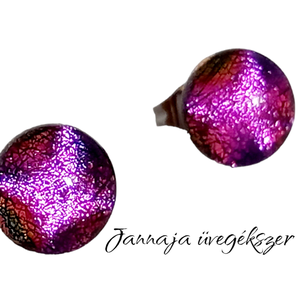 Magenta csillogás pötyi fülbevaló - ékszer - fülbevaló - pötty fülbevaló - Meska.hu