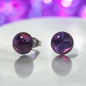 Glamor magenta csillogás bedugós fülbevaló - ékszer - fülbevaló - pötty fülbevaló - Meska.hu