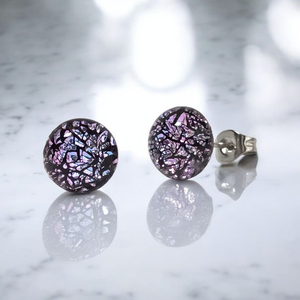 Glamor lila csillogás bedugós fülbevaló - ékszer - fülbevaló - pötty fülbevaló - Meska.hu