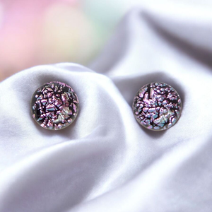 Glamor lila csillogás bedugós fülbevaló, Ékszer, Fülbevaló, Pötty fülbevaló, Üvegművészet, MESKA