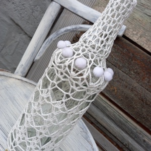 Horgolással díszített üveg - otthon & életmód - dekoráció - asztal és polc dekoráció - díszüveg - Meska.hu