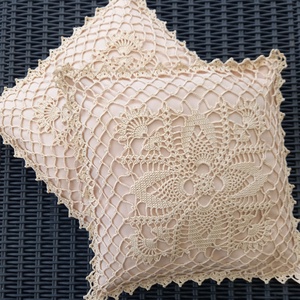 2 db. Beige párnahuzat horgolt mintával (40x40) - otthon & életmód - lakástextil - párna & párnahuzat - Meska.hu