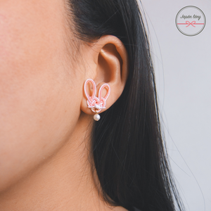 Japán Rabbit Fülbevaló, Ékszer, Fülbevaló, Klipsz, Csomózás, Ékszerkészítés, MESKA