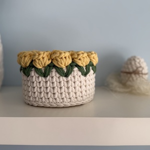 Horgolt kosár - ünnepi díszek, dekorációk - húsvéti díszek és dekorációk - húsvéti kosár - Meska.hu