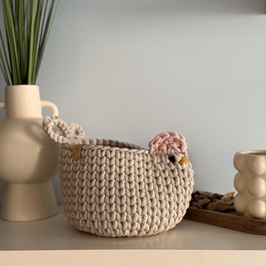 Horgolt Tyúkocska kosár - otthon & életmód - tárolás & rendszerezés - tárolókosár - Meska.hu