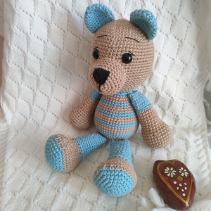 Csíkos mackó- Horgolt - játék & sport - plüssállat & játékfigura - maci - Meska.hu