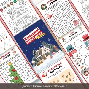 Karácsonyi foglalkoztatófüzet  18 oldalnyi ünnepi játék és rajzolás - játék & sport - készségfejlesztő és logikai játék - oktató játékok - Meska.hu