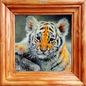 Tigris kölyök - Mini-kép színes fa képkerettel - Meska.hu