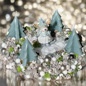 Ezüst-Kék adventi koszorú  - karácsony - adventi díszek - adventi koszorú - Meska.hu