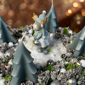 Ezüst-Kék adventi koszorú  - karácsony - adventi díszek - adventi koszorú - Meska.hu