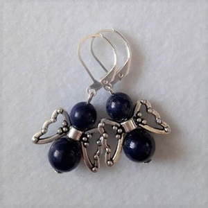 Lápisz lazuli angyalka szett - ásvány fülbevaló és táskadísz / medál - ékszer - ékszerszett - Meska.hu