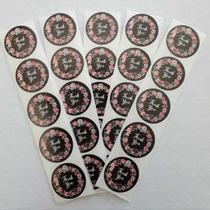 Thank you feliratos matrica, rózsaszín virágos - 10 db/csomag (3021) - kellékek & szerszámok - dekorációs kellékek - egyéb kellékek - Meska.hu