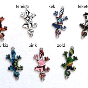 Festett, mintás gekkó medál - 7 különböző mintával (3009), Kellékek & szerszámok, Gyöngyfűzés kellékek, Egyéb alkatrész, , MESKA