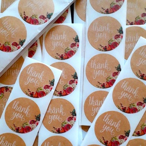 Többféle, natúr színű Thank you (Köszönöm) feliratos matrica - 10 db/csomag (3011, 1446) - kellékek & szerszámok - dekorációs kellékek - egyéb kellékek - Meska.hu