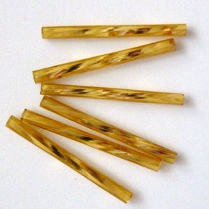 Csavart / Twisted szalmagyöngy - arany, 20 mm (753), Kellékek & szerszámok, Gyöngyfűzés kellékek, Üveggyöngy, , MESKA