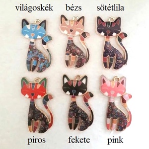 Festett, mintás, cica medál - 6 színben (1494) - kellékek & szerszámok - gyöngyfűzés kellékek - egyéb alkatrész - Meska.hu