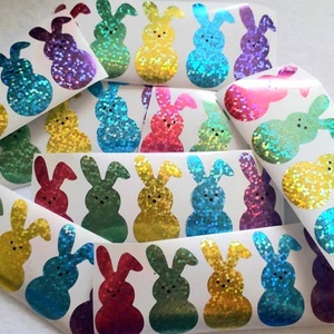 Nyuszi alakú, vízálló, csillámos matrica � 10 db / csomag (1485) - kellékek & szerszámok - dekorációs kellékek - egyéb kellékek - Meska.hu