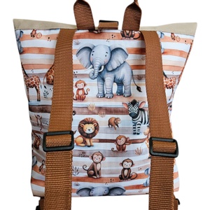 Szavanna állatai roll-top hátizsák - táska & tok - hátizsák - roll top hátizsák - Meska.hu