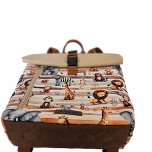 Szavanna állatai roll-top hátizsák - táska & tok - hátizsák - roll top hátizsák - Meska.hu