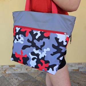Összehajtható vízálló strandtáska/fitnesz táska/shopper rögzíthető pénztárcával - táska & tok - kézitáska & válltáska - nagy pakolós táska - Meska.hu
