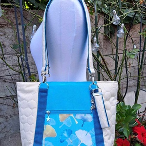 Vidám tavaszi gingko mintás vízálló női táska ajándék kulcstartóval, Táska & Tok, Kézitáska & válltáska, Válltáska, Varrás, MESKA