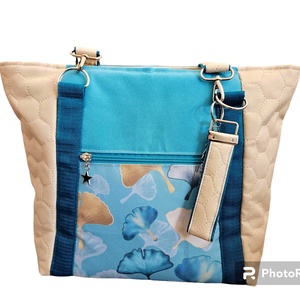 Vidám tavaszi gingko mintás vízálló női táska ajándék kulcstartóval - táska & tok - kézitáska & válltáska - válltáska - Meska.hu