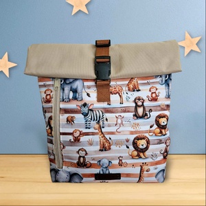 Szavanna állatai roll-top hátizsák, Táska & Tok, Hátizsák, Roll top hátizsák, Varrás, MESKA