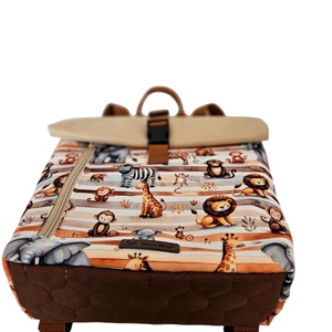 Szavanna állatai roll-top hátizsák - táska & tok - hátizsák - roll top hátizsák - Meska.hu