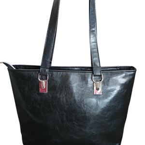 Fényes fekete textilbőr táska laptoptartó rekesszel - táska & tok - kézitáska & válltáska - válltáska - Meska.hu