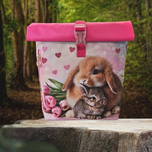 Rózsaszín-pink nyuszis roll-top hátizsák, Táska & Tok, Hátizsák, Roll top hátizsák, Varrás, MESKA