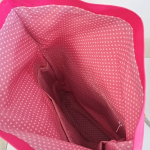 Rózsaszín-pink nyuszis roll-top hátizsák - táska & tok - hátizsák - roll top hátizsák - Meska.hu