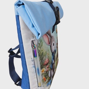 Vízálló nyuszis roll-top hátizsák  - táska & tok - hátizsák - roll top hátizsák - Meska.hu