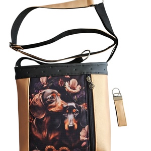 Tacsis textilbőr crossbody táska ajándék kulcstartóval - Meska.hu