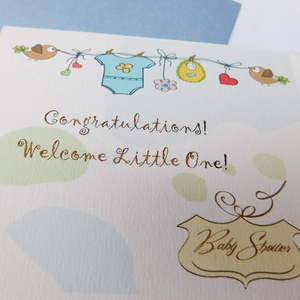 Welcome Little One!- egyedi kézműves fóliázott képeslap babaszületésre, babalátogatásra - otthon & lakás - papír írószer - képeslap & levélpapír - Meska.hu