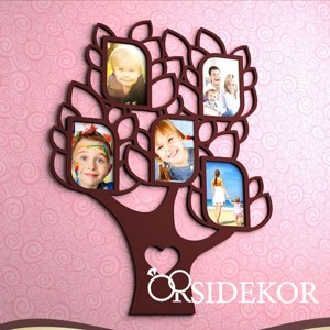 5 képes családfa fából, Otthon & Életmód, Dekoráció, Fali és függő dekoráció, Falra akasztható dekor, , MESKA