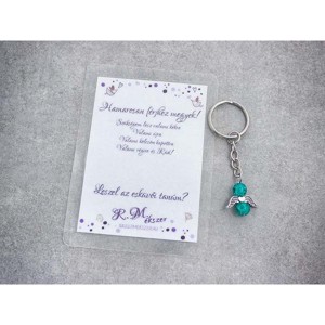 Hamarosan férjhez megyek pávakék angyal medálos kulcstartó, Esküvő, Meghívó & Kártya, Tanú felkérő, , MESKA